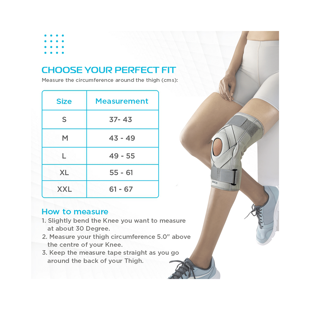 Vissco Neoprene Hinged Patella Knee Brace Large Grey - Image 5