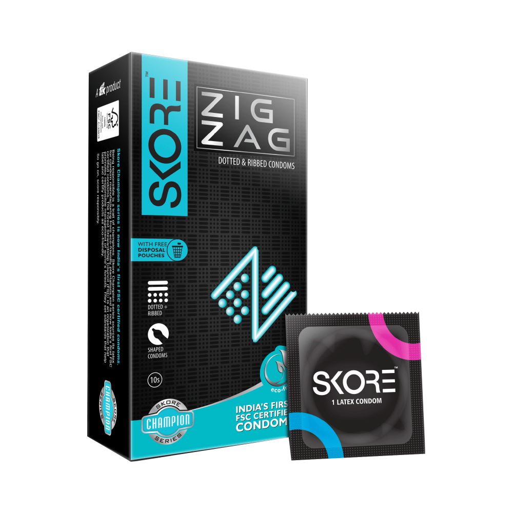Skore Zig Zag Dotted & Ribbed Condoms - Image 1