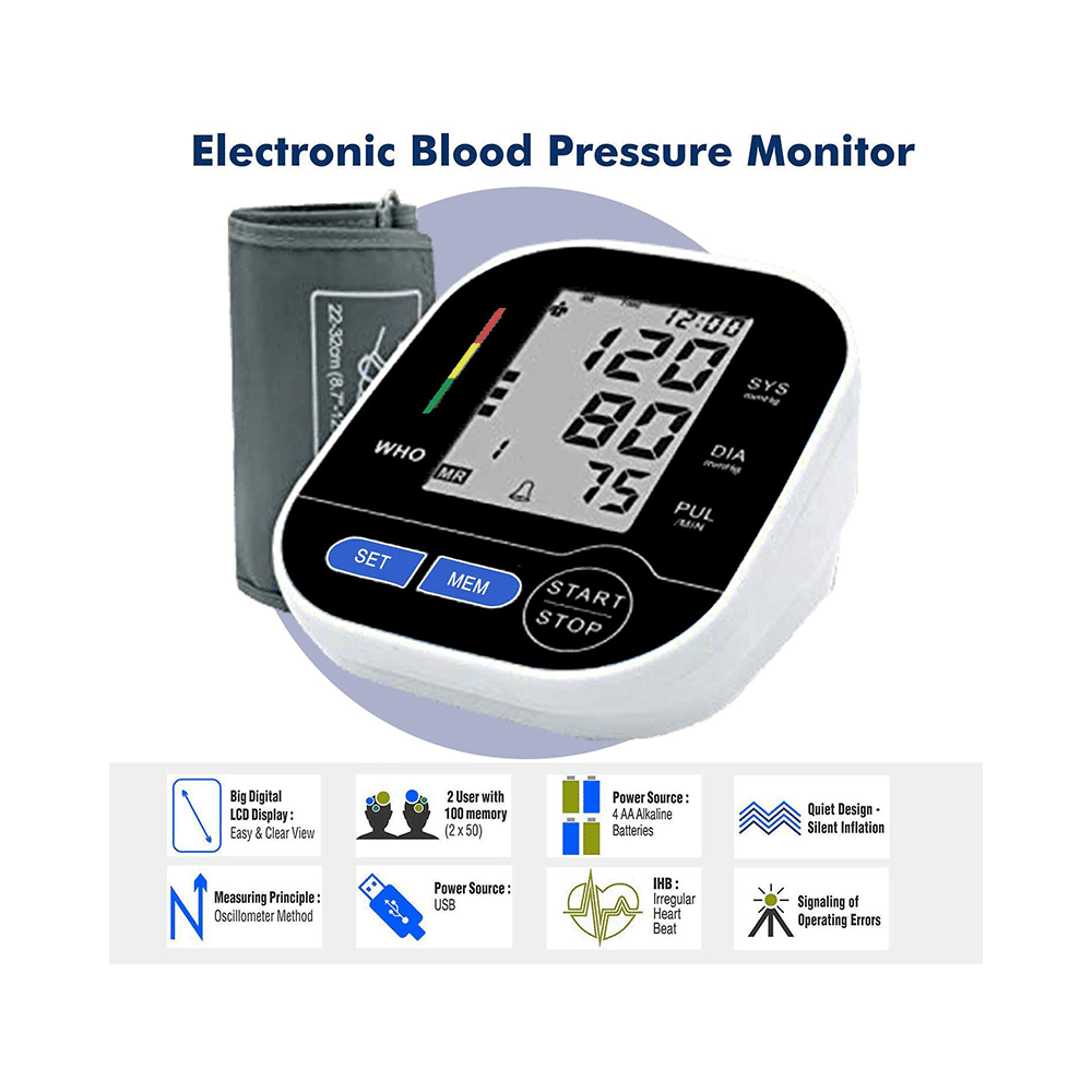 MCP BP115 Automatic Digital Electronic Blood Pressure Monitor with USB Port Black - Image 5