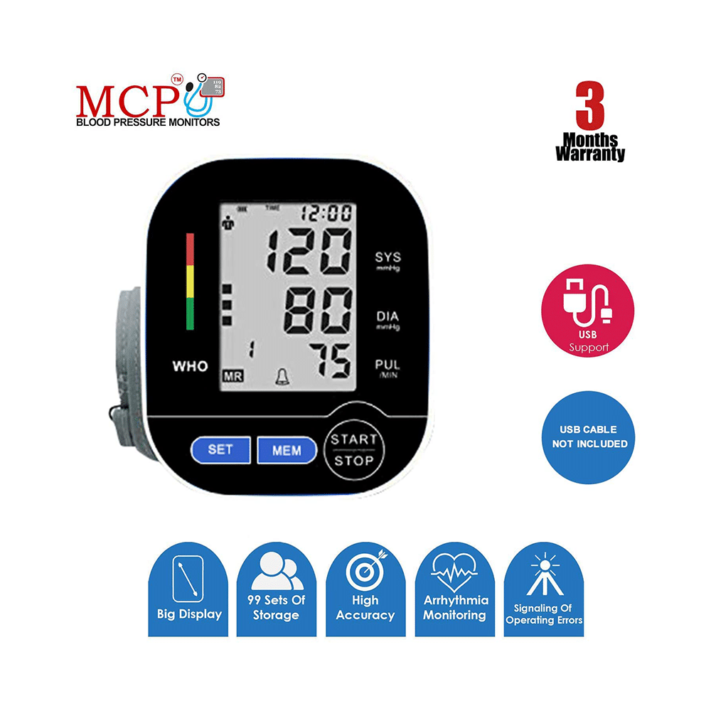 MCP BP115 Automatic Digital Electronic Blood Pressure Monitor with USB Port Black - Image 2