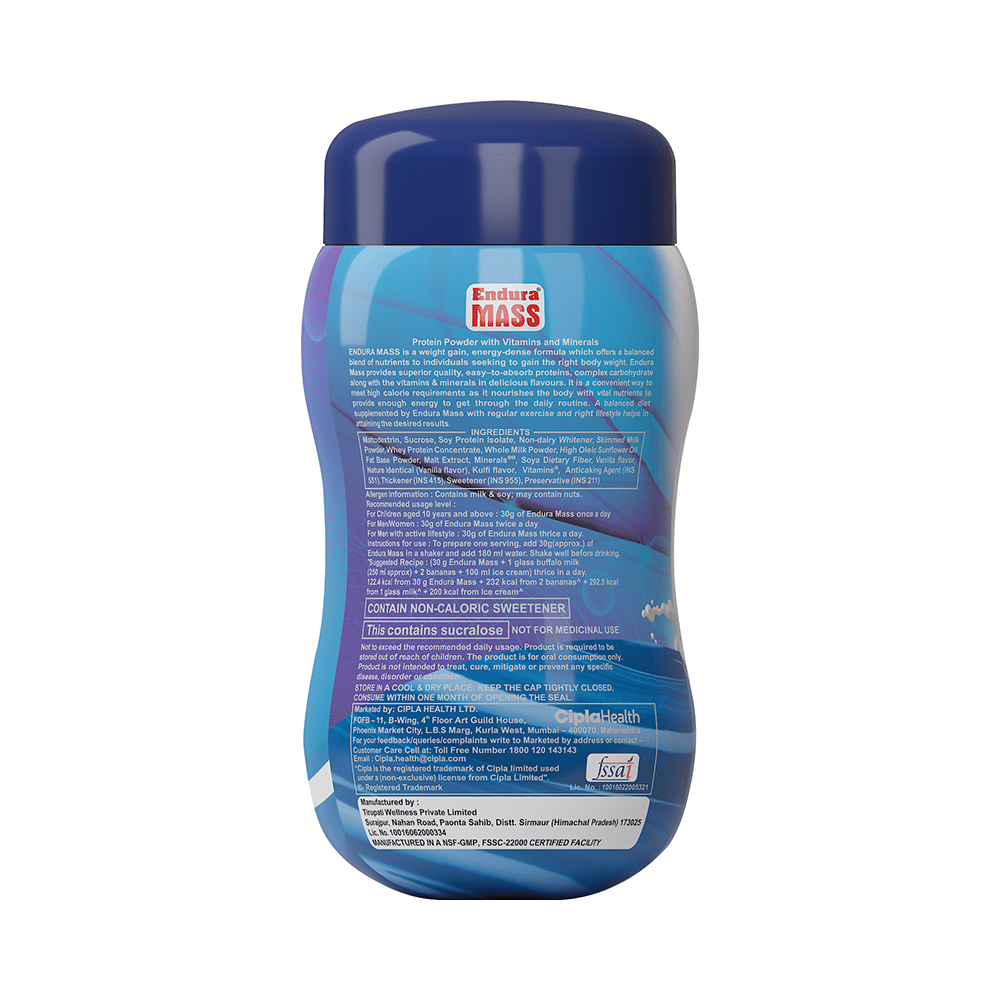 Endura Mass Weight Gainer to Stay Fit | For Adults & Children Above 10 Years | Flavour Vanilla - Image 2