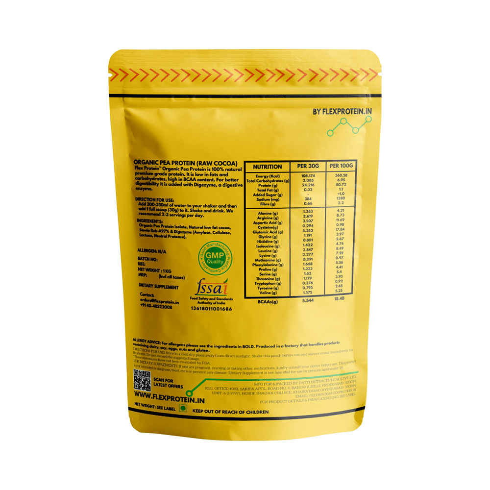Flex Protein Organic Pea Protein Powder Raw Cocoa - Image 2