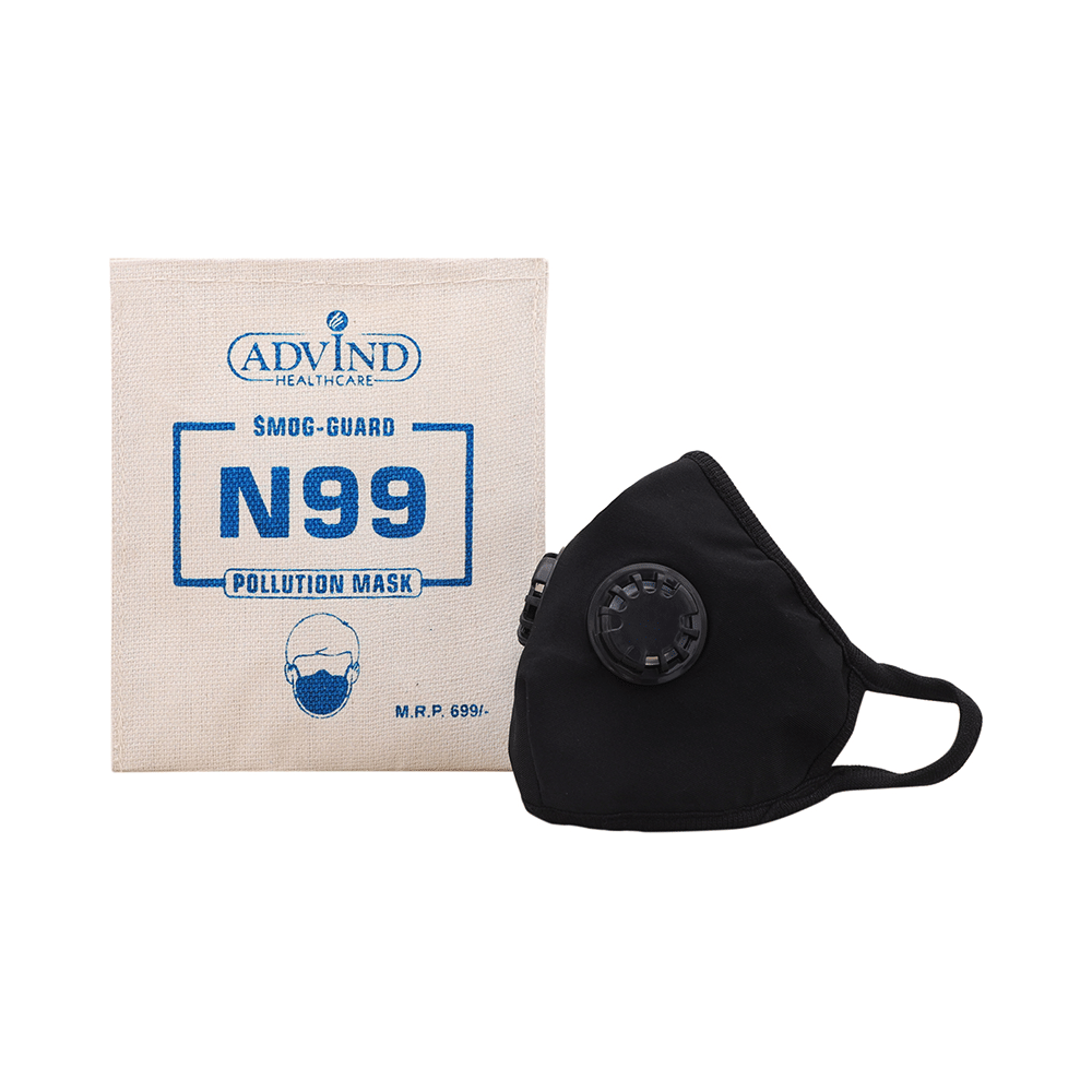 Advind Healthcare Smog Guard N99 Mask with 2 Valve Medium Black