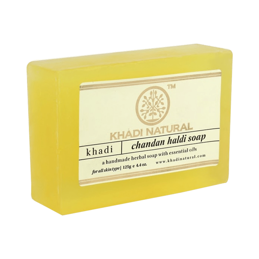 Khadi Naturals Ayurvedic Chandan Haldi Soap - Image 1