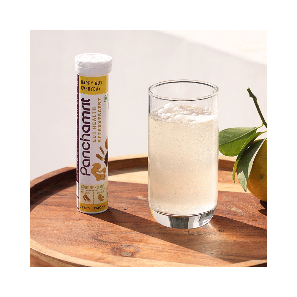 Panchamrit Gut Health Effervescent Tablet with Goodness of Mulethi, Ginger & Probiotics Zesty Lemon - Image 9