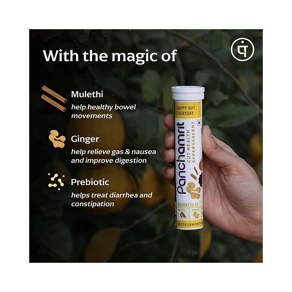 Panchamrit Gut Health Effervescent Tablet with Goodness of Mulethi, Ginger & Probiotics Zesty Lemon - Image 5