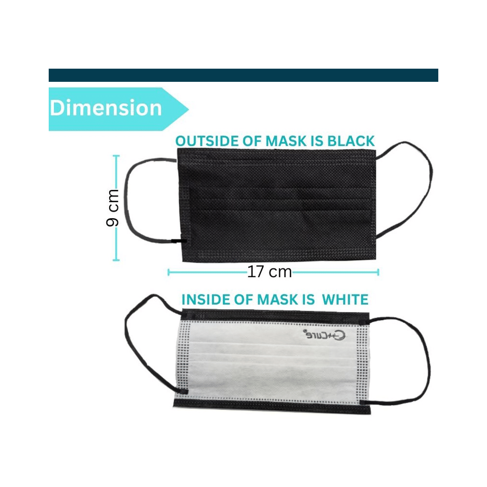 C Cure Protective Face Mask, 3 Ply Mask with Earloop (50 Each) Black & White Regular - Image 5