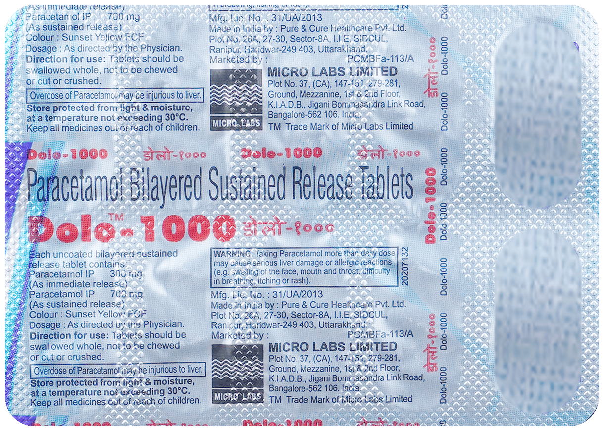 Dolo 1000mg Tablet - Image 2