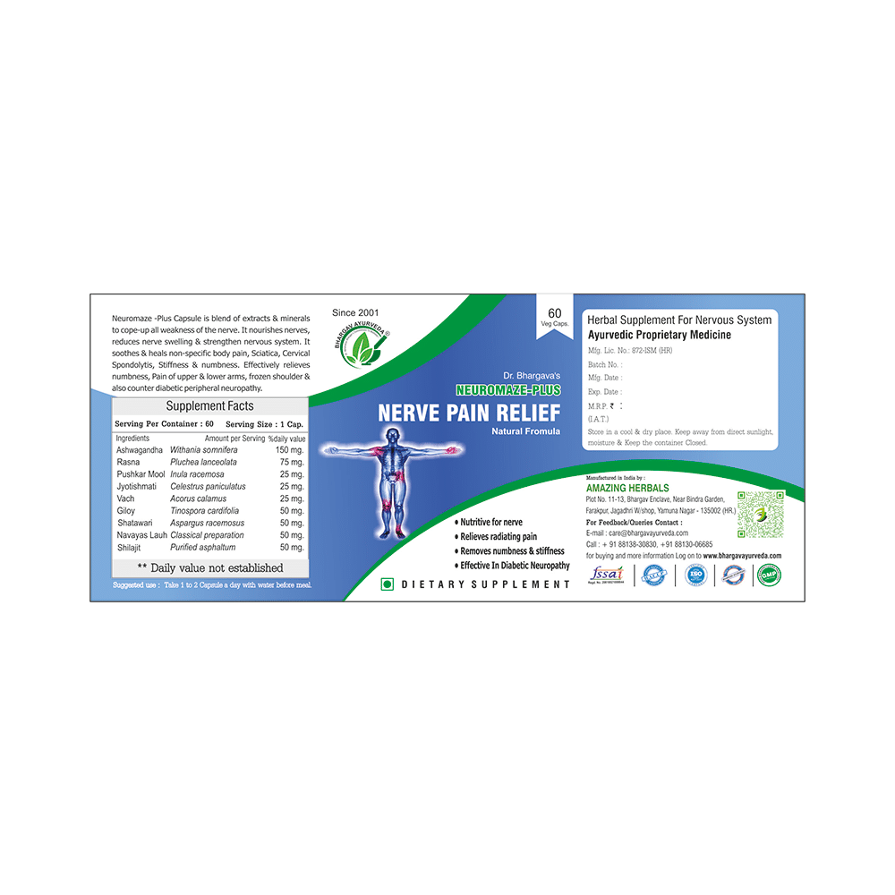Dr.Bhargav’s Neuromaze-Plus Nerve Pain Relief Veg Capsules (60 Each) - Image 4