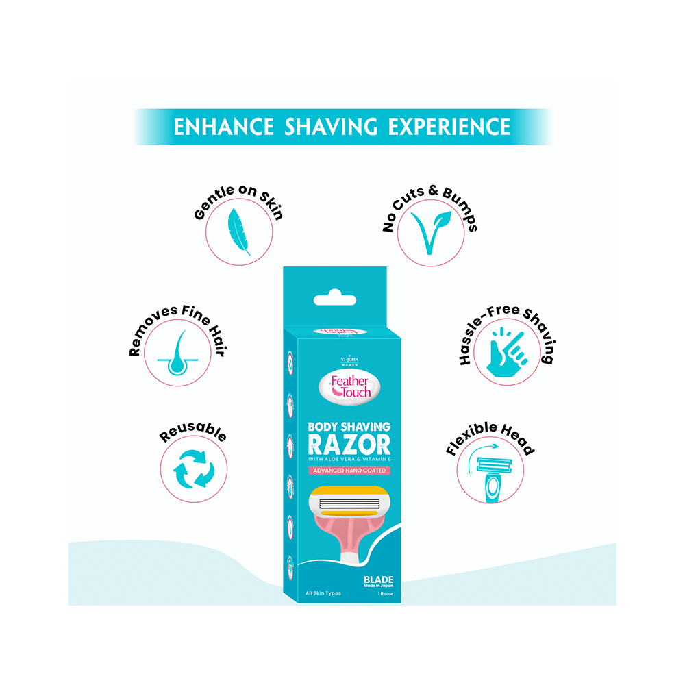 Vi-John Women Feather Touch Body Shaving Razor coted with Aloevera & Vitamin E Advance Nano Coated Razors For All Skin - Image 7