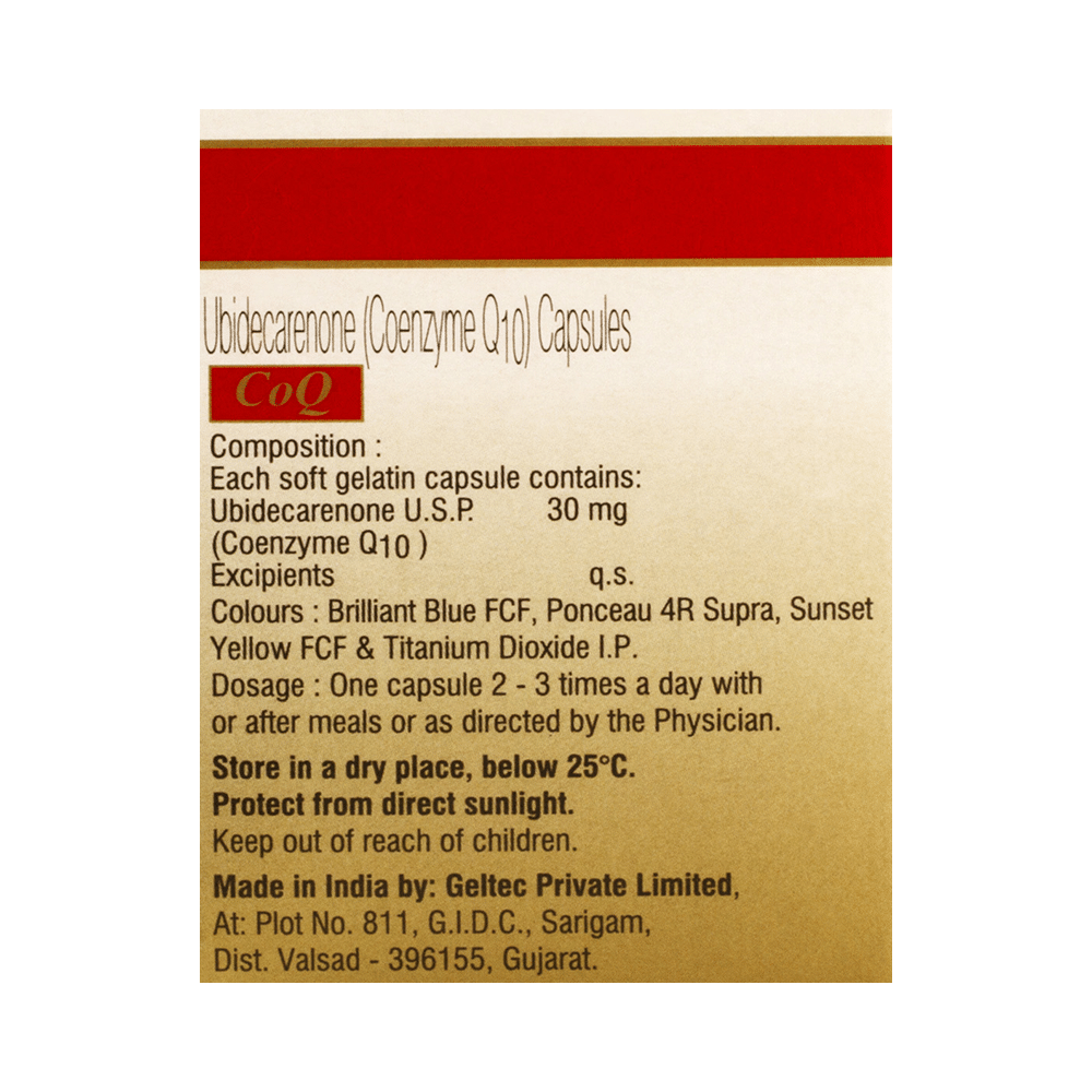 CoQ 30mg Coenzyme Q10 Health Supplement Capsule - Image 2