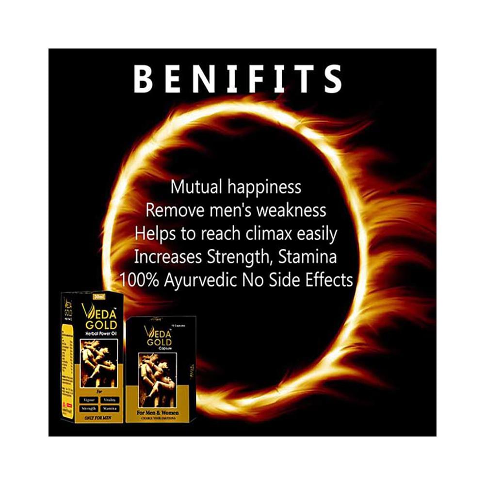 Veda Gold Combo Pack of Herbal Power Oil 30ml & Capsule (10 Each) - Image 3