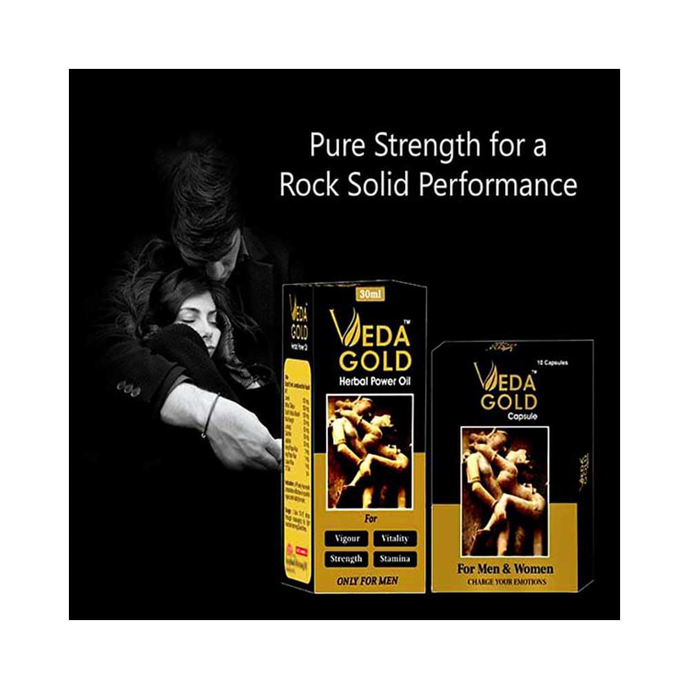 Veda Gold Combo Pack of Herbal Power Oil 30ml & Capsule (10 Each) - Image 4