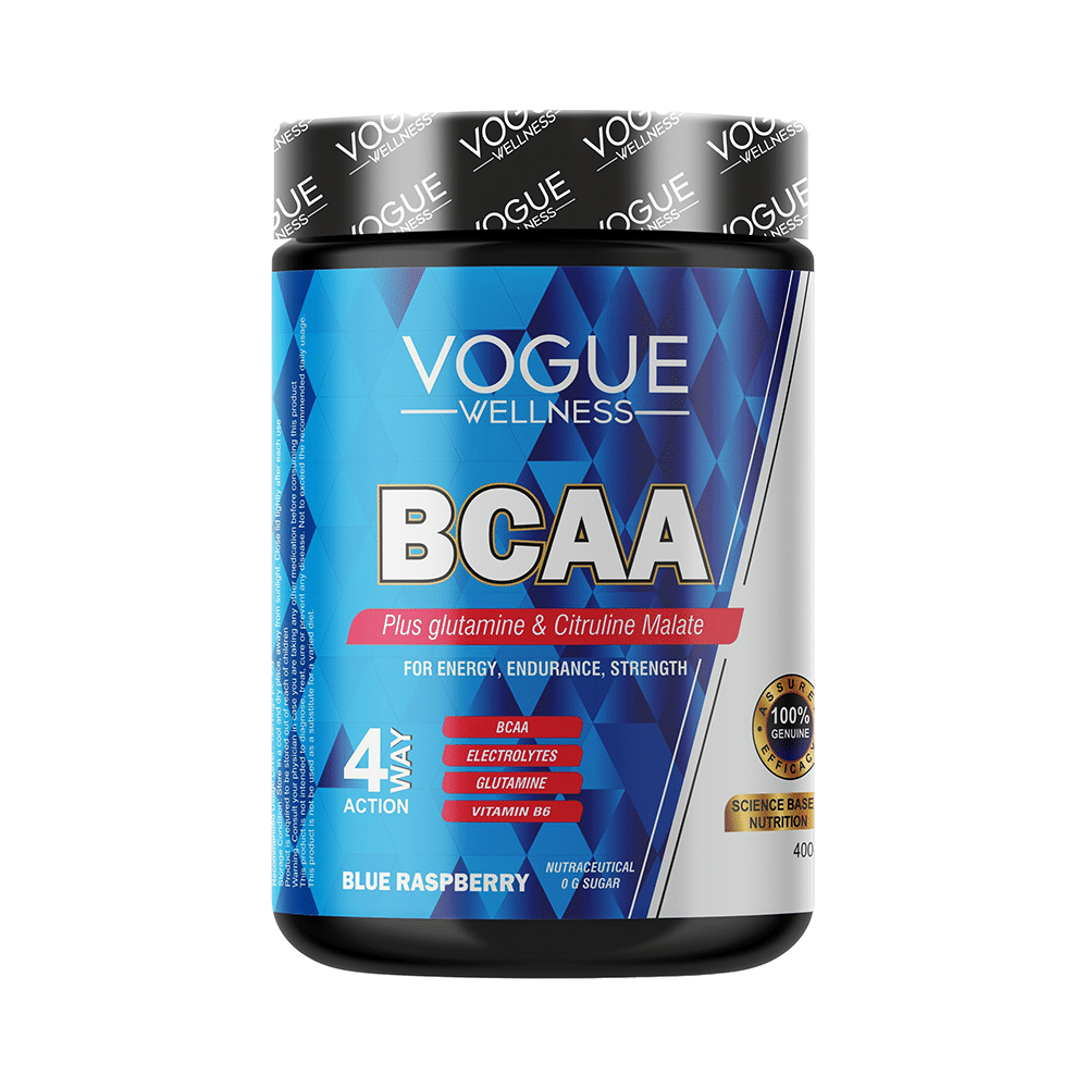 Vogue Wellness BCAA Powder (400gm Each) Blue Raspberry - Image 1