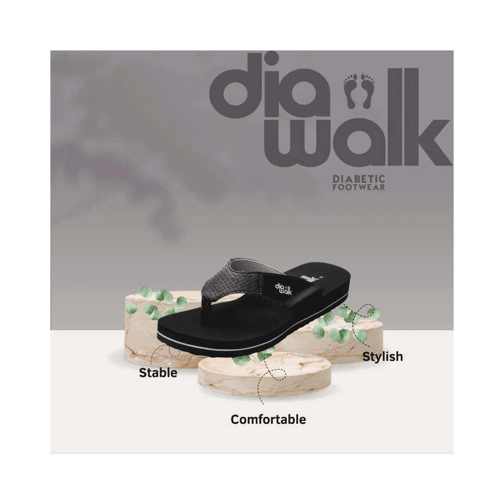 Diawalk DPM 001 Doctor Soft Orthopedic & Diabetic Flip-Flops Slippers For Men Black 8 - Image 2