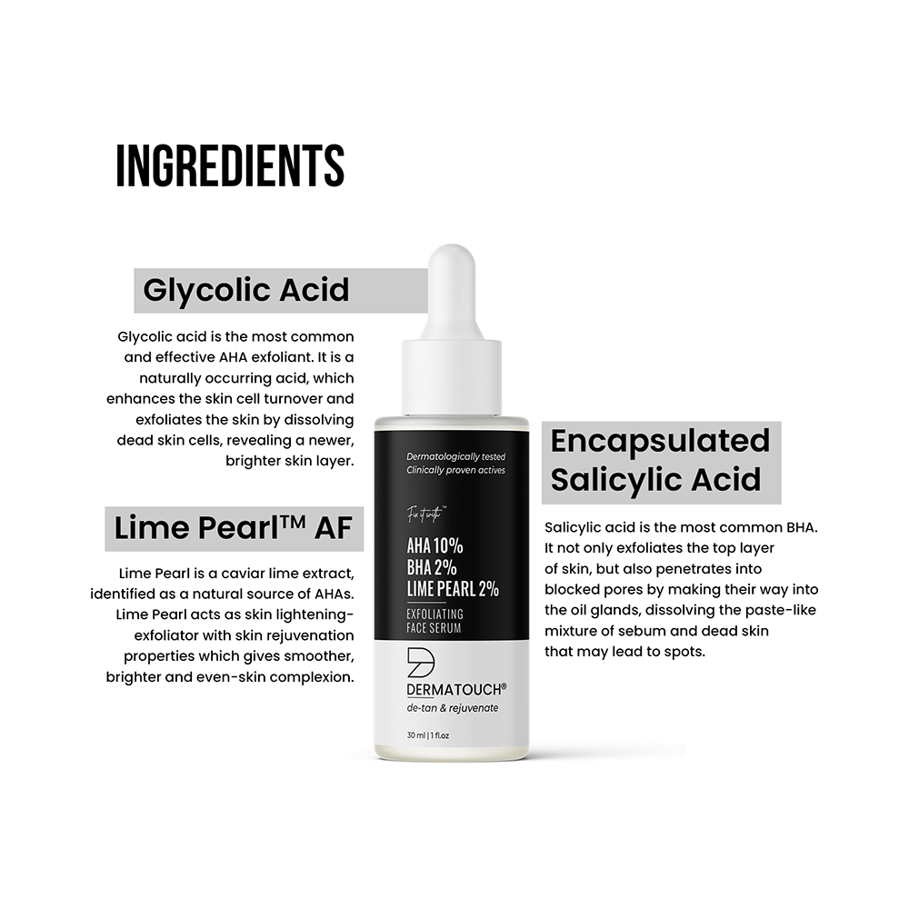 Dermatouch AHA 10% BHA 2% Lime Pearl 2% Exfoliating Face Serum - Image 3