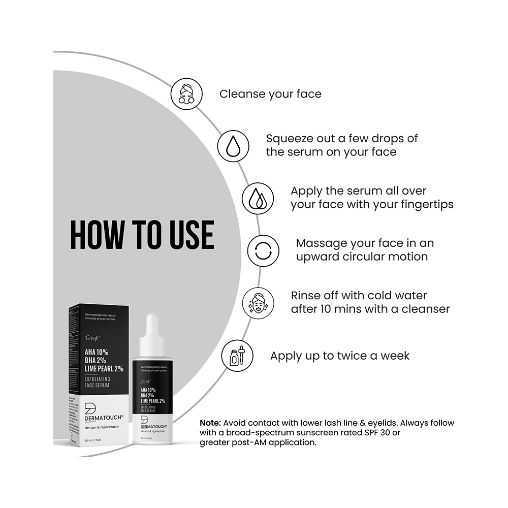 Dermatouch AHA 10% BHA 2% Lime Pearl 2% Exfoliating Face Serum - Image 4
