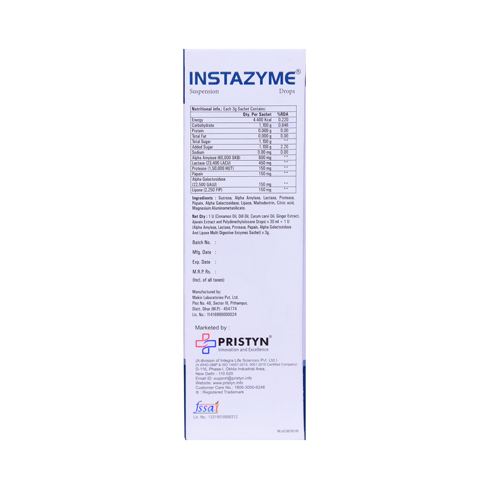 Pristyn Combo Pack of Instazyme Drop 30ml with Instazyme Sachet 3gm - Image 3