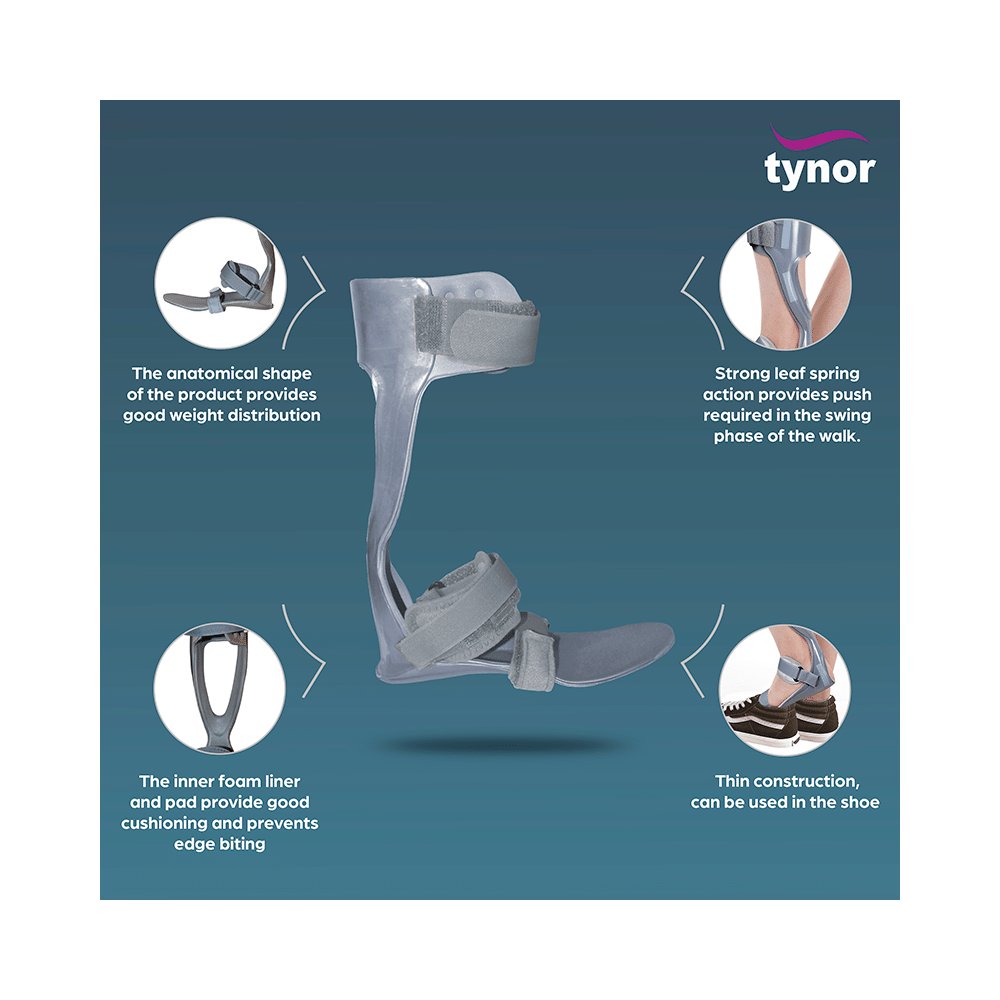 Tynor D43 Foot Drop Splint with Liner Left Child Grey - Image 3