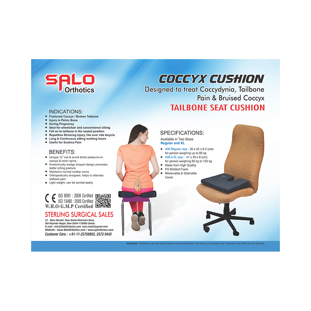 Salo Orthotics Tailbone Pain Coccyx Cushion for Office Chair/Car Seat Regular - Image 4