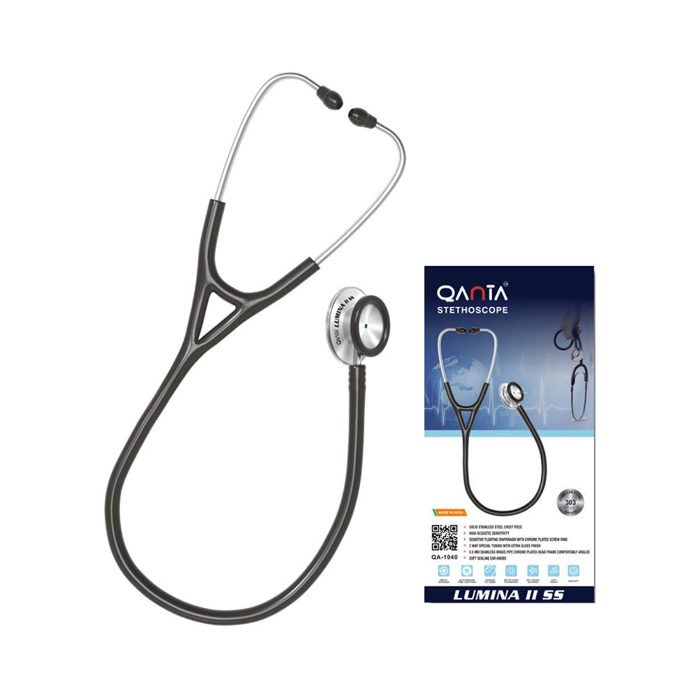 Qanta QA-1040 Stethoscope Lumina II SS With Stainless Steel Chest Piece Black
