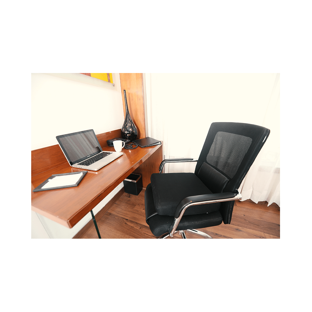 The White Willow Orthopedic Memory Foam High Resilience Indoor Chair Square Cushion Black - Image 3