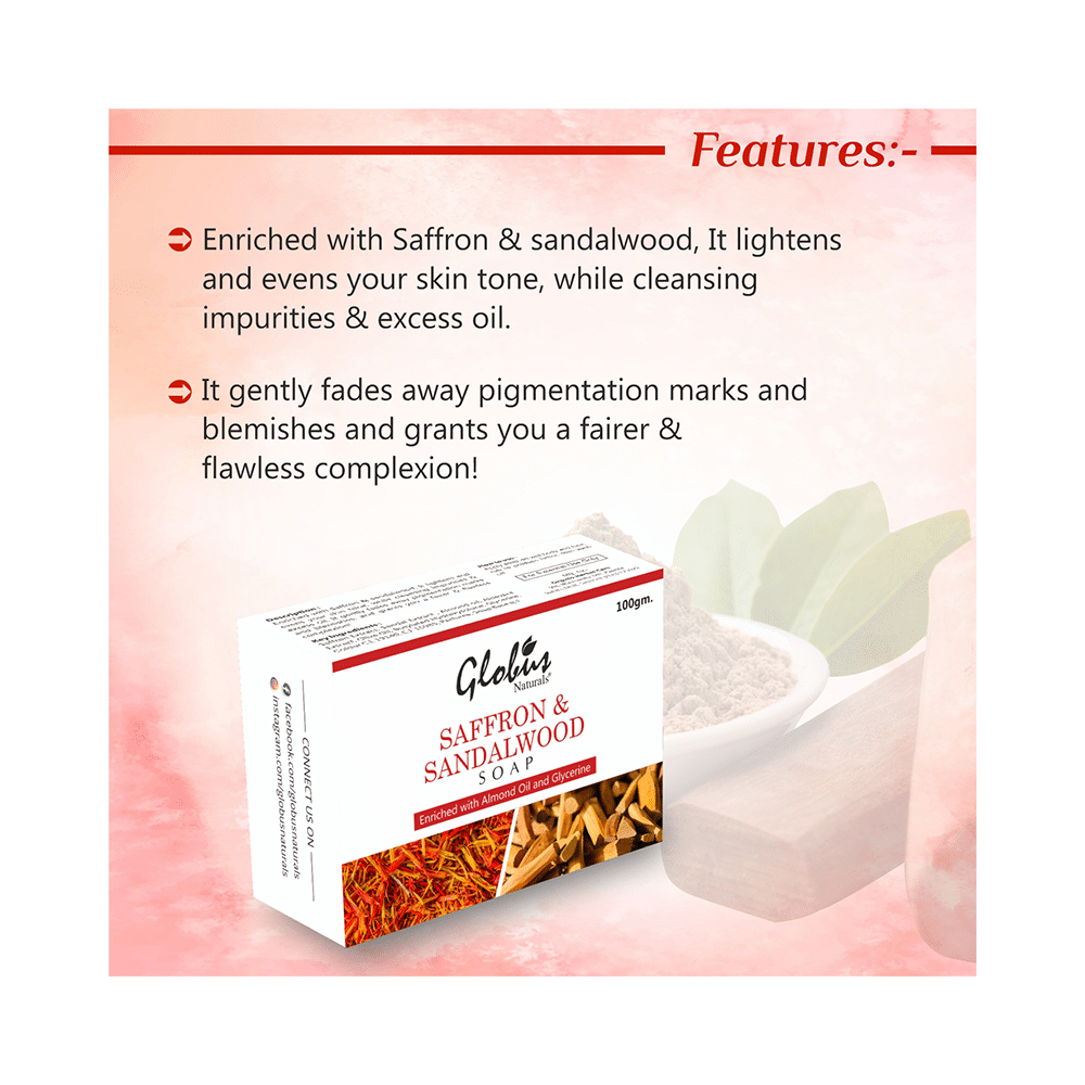 Globus Naturals Saffron & Sandalwood Soap (100gm Each) - Image 5