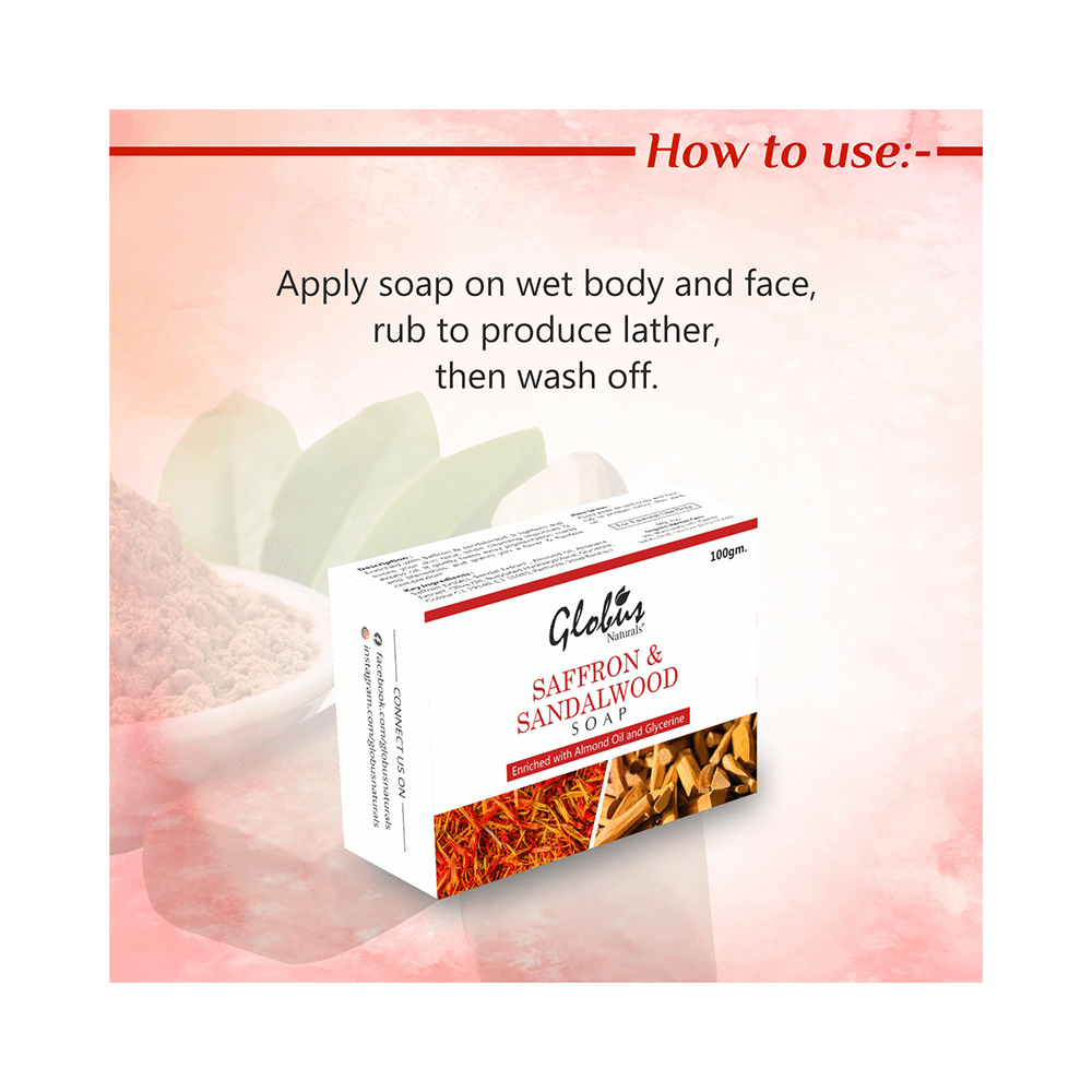 Globus Naturals Saffron & Sandalwood Soap (100gm Each) - Image 6