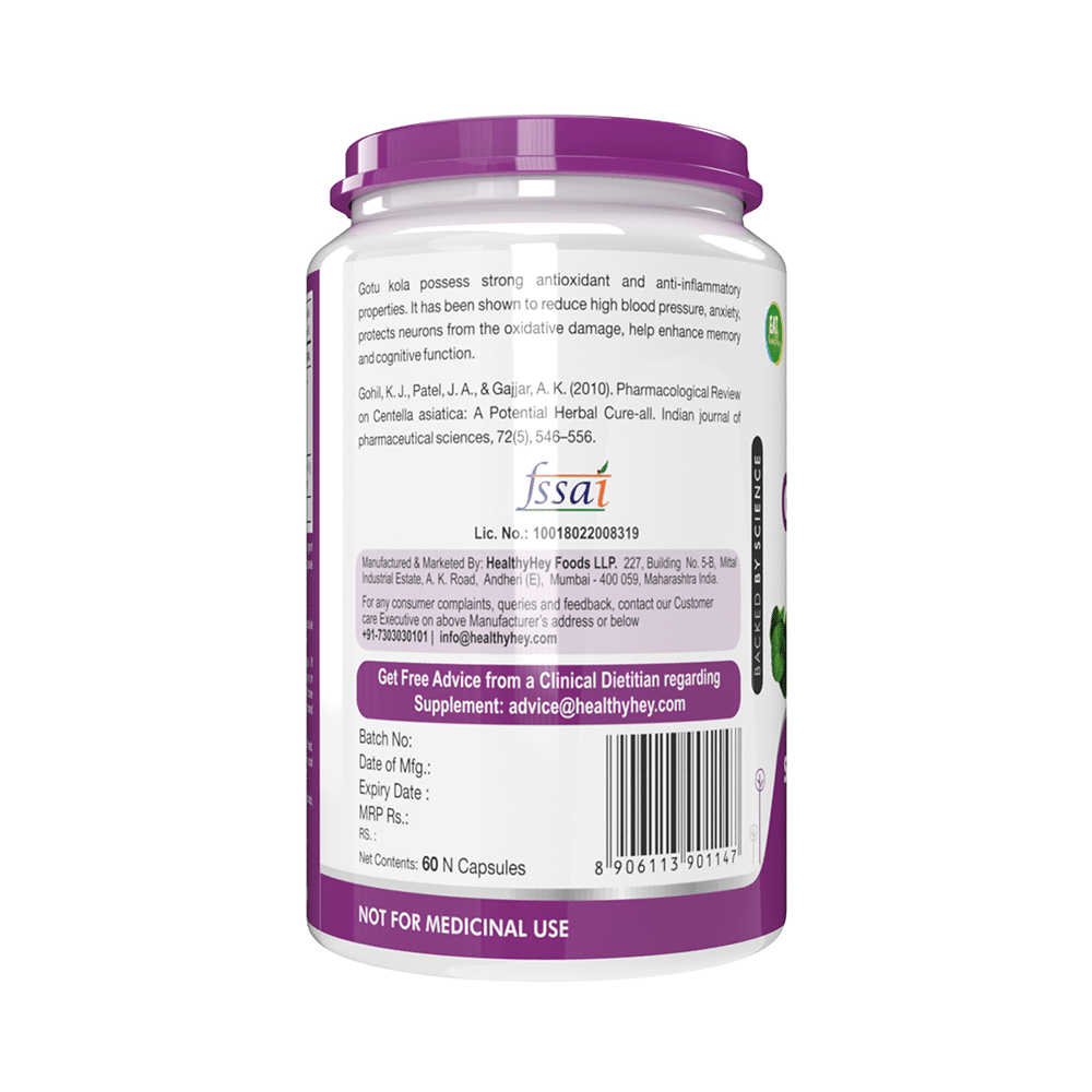 HealthyHey Nutrition Natural Gotu Kola Leaf Extract Vegetable Capsule - Image 3