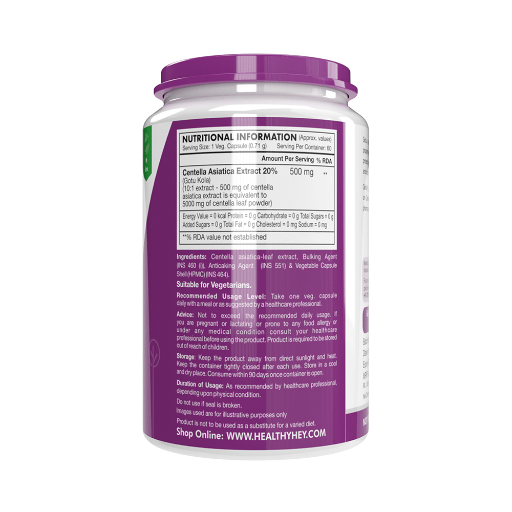 HealthyHey Nutrition Natural Gotu Kola Leaf Extract Vegetable Capsule - Image 2