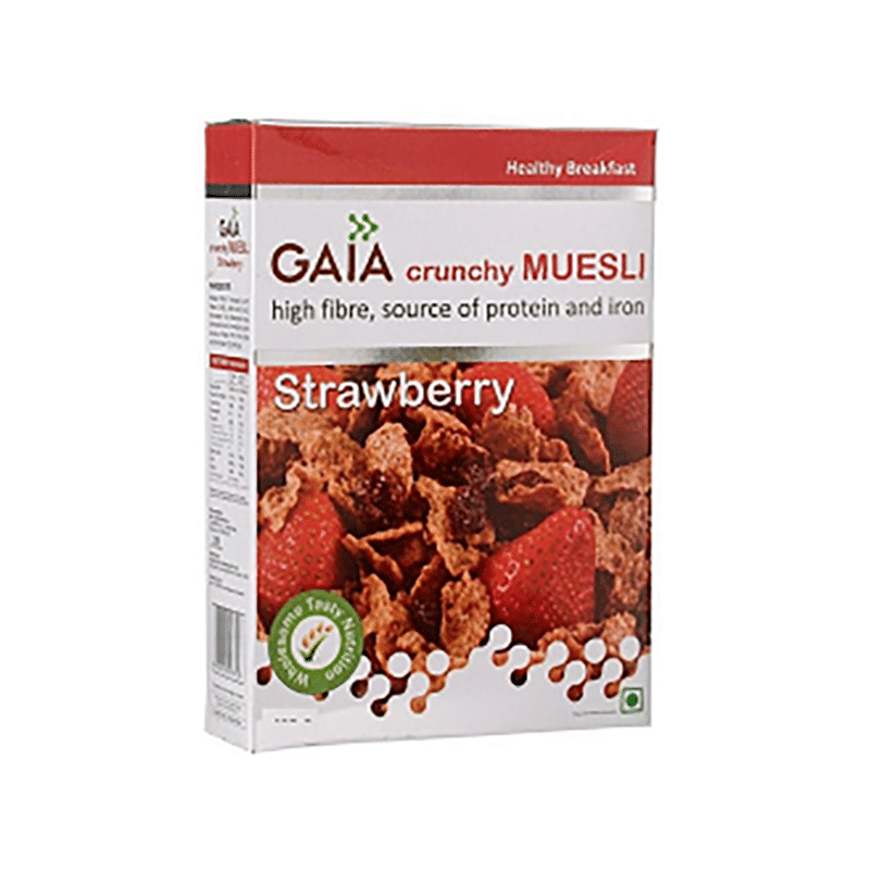 GAIA with Vitamins, Minerals, High Protein & Fibres for Nutrition | Crunchy Strawberry Muesli - Image 2
