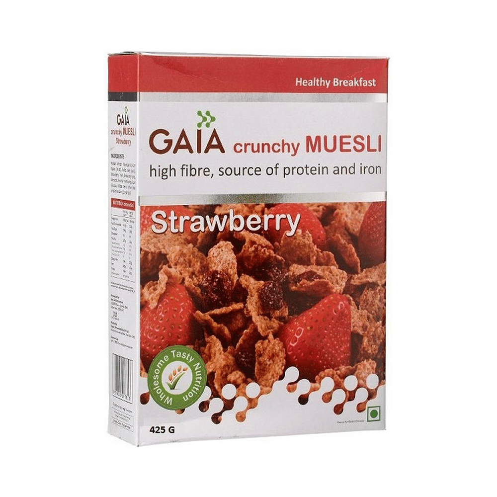 GAIA with Vitamins, Minerals, High Protein & Fibres for Nutrition | Crunchy Strawberry Muesli - Image 1