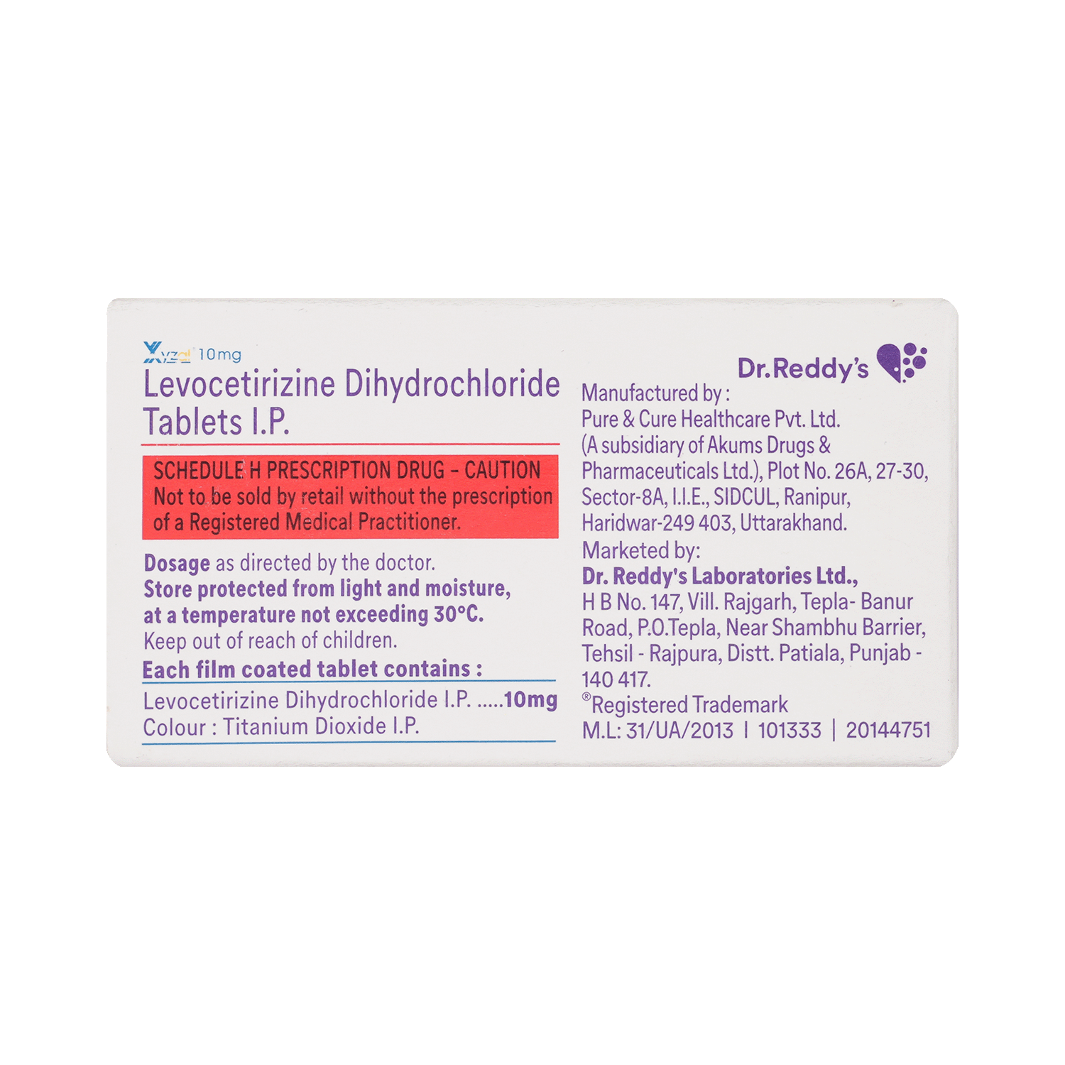 Xyzal 10mg Tablet - Image 3