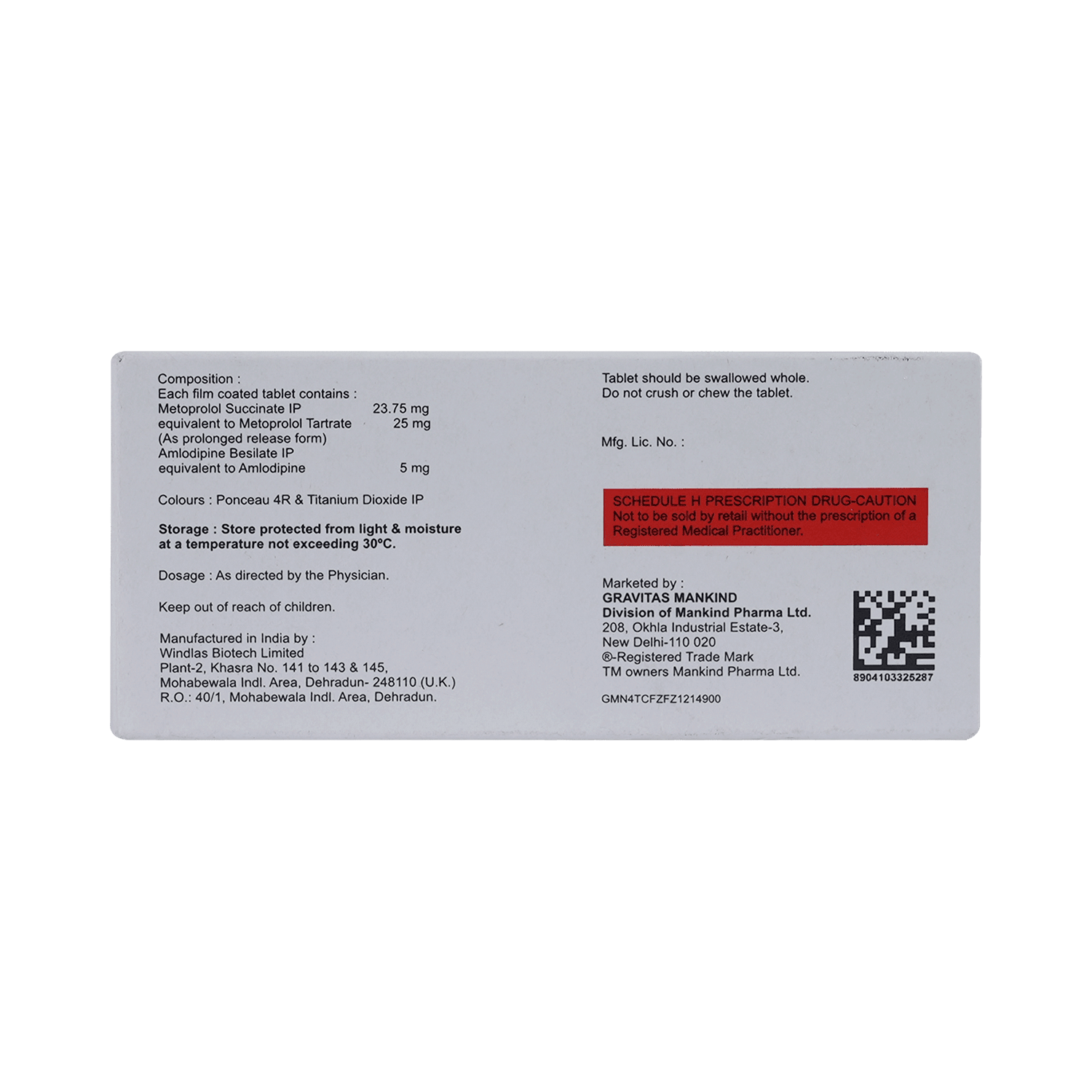 Amlokind Beta 5mg/25mg Tablet PR - Image 3