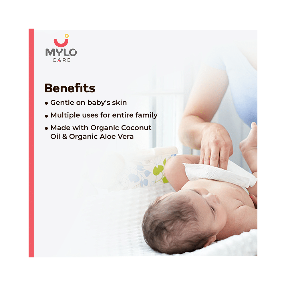 Mylo Care Gentle Baby Wipes with 98% Pure Water, Coconut Oil & Neem (80 Each) with Lid - Image 6