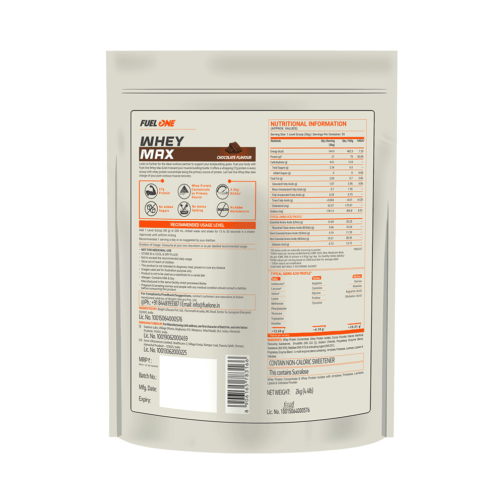 Fuel One Whey Max, Whey Protein Concentrate & Whey Protein Isolate Chocolate - Image 2