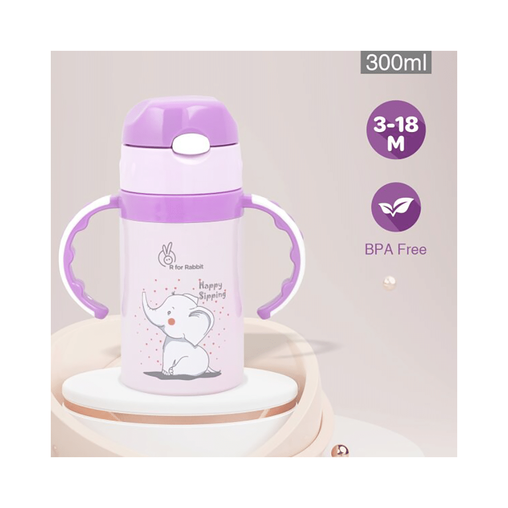 R for Rabbit Steebo Elephant Straw Sipper Purple - Image 4