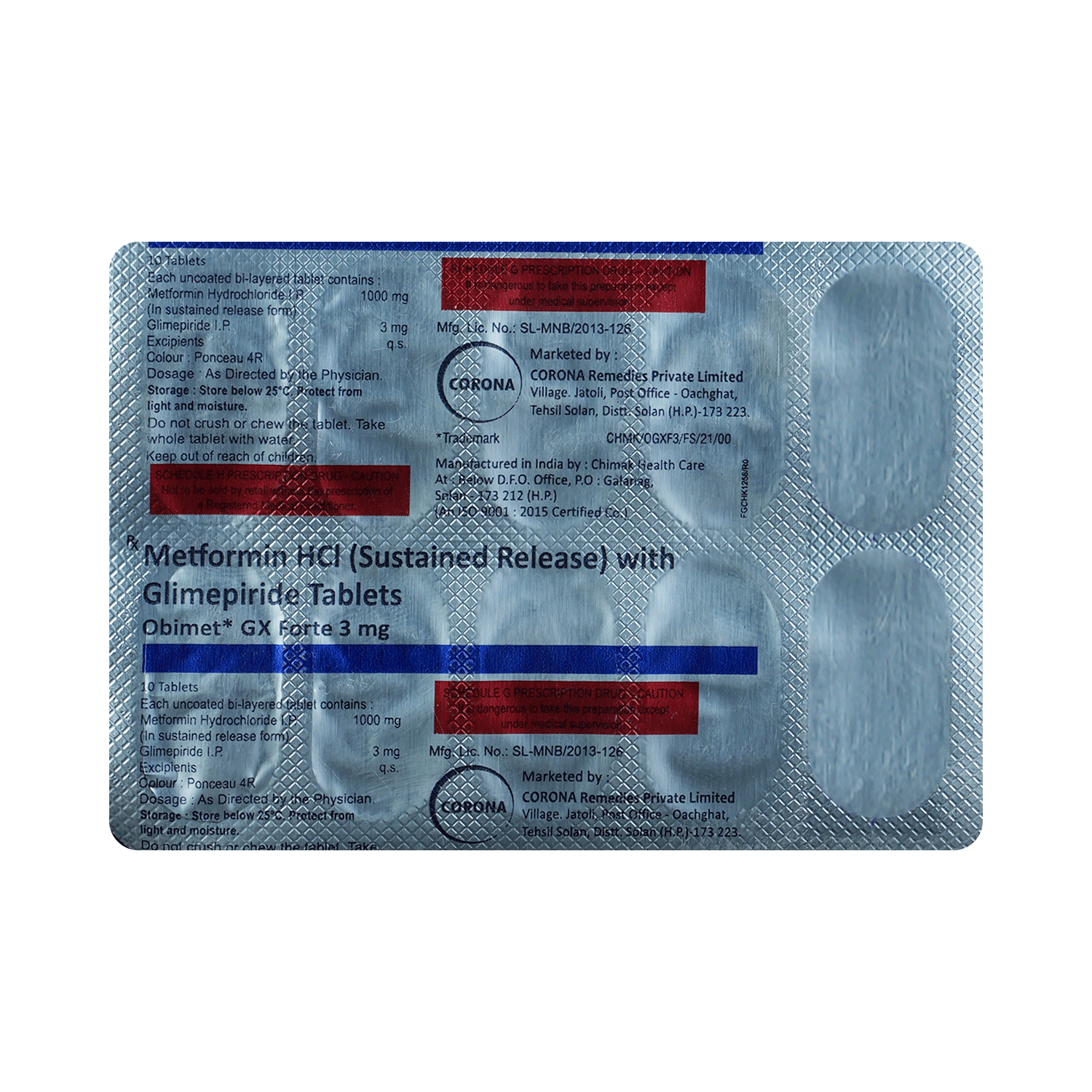 Obimet GX Forte 3mg Tablet SR - Image 3