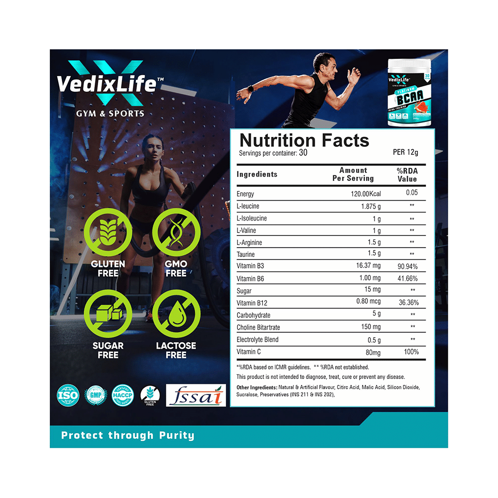 VedixLife Platinum BCAA Intra-Training Powder Watermelon - Image 2