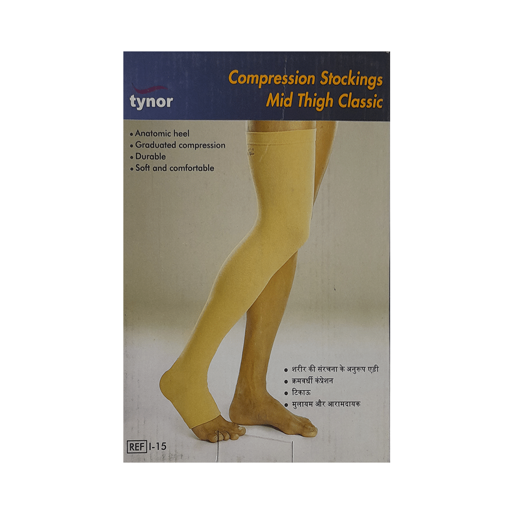 Tynor I 15 Compression Stocking Mid Thigh Open Toe