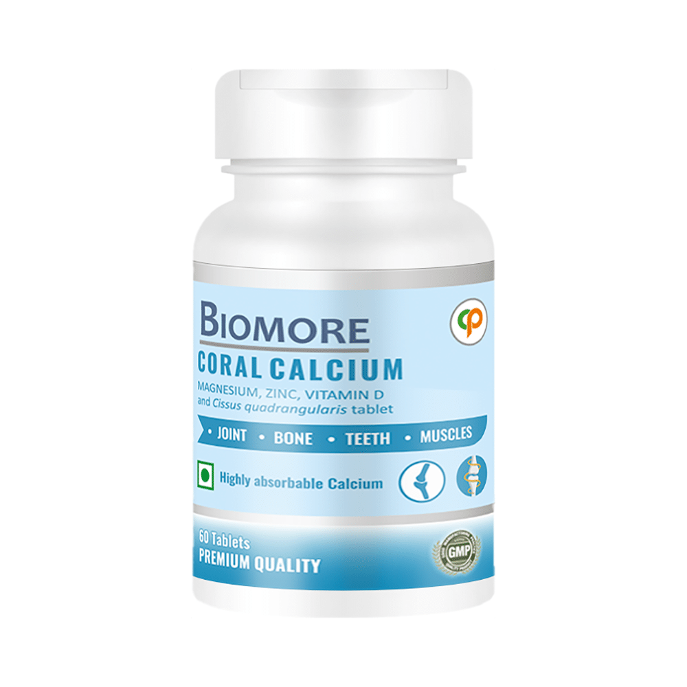 Biomore Coral Calcium Magnesium, Zinc, Vitamin D and Cissus Quadrangularis Tablet - Image 1