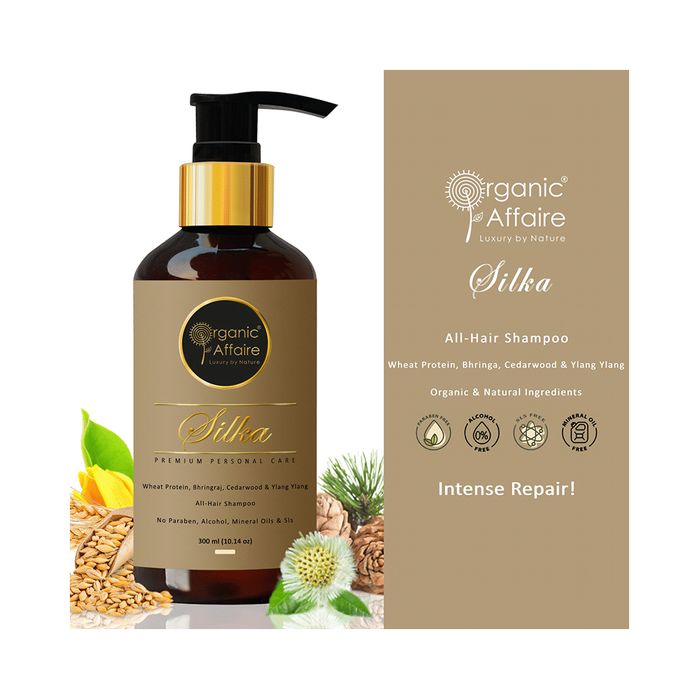 Organic Affaire Silka Shampoo with Wheat Protein & Bhringraj for Nourishing Damaged Hair (300ml Each) - Image 4