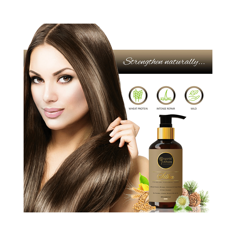 Organic Affaire Silka Shampoo with Wheat Protein & Bhringraj for Nourishing Damaged Hair (300ml Each) - Image 6