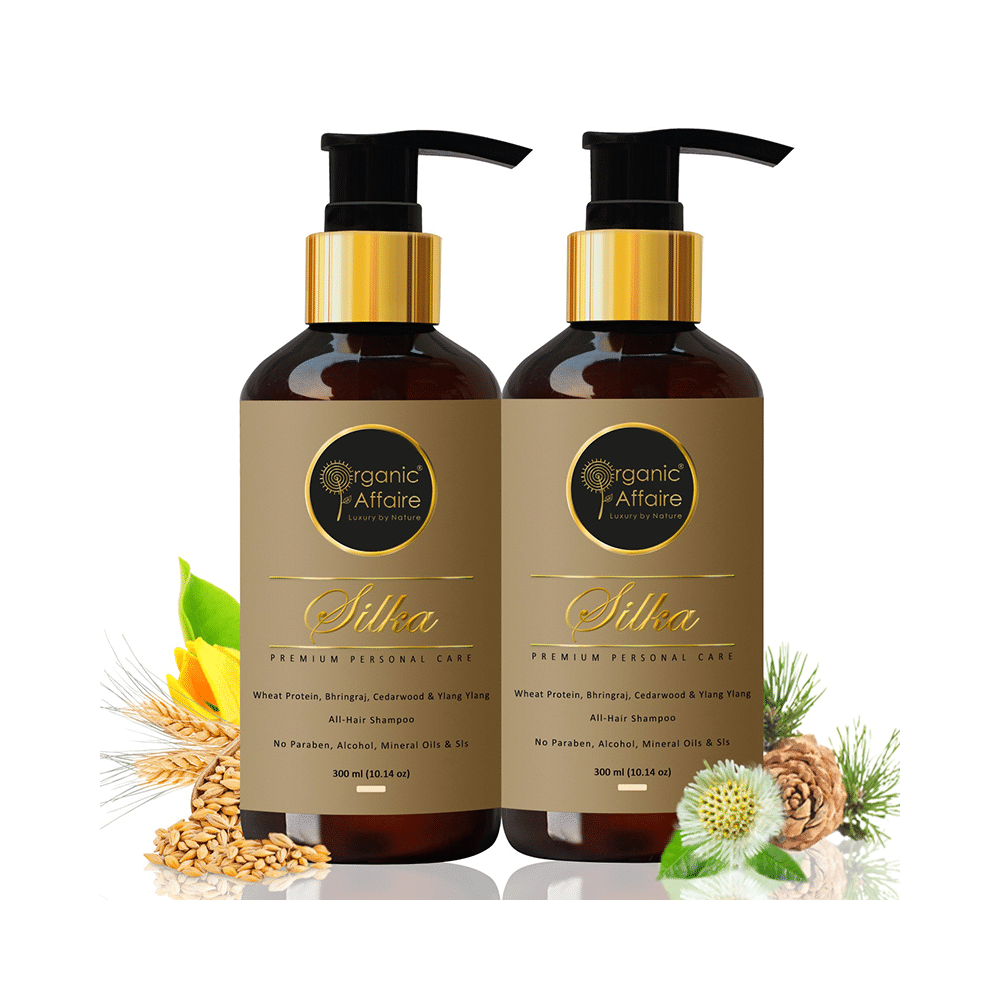 Organic Affaire Silka Shampoo with Wheat Protein & Bhringraj for Nourishing Damaged Hair (300ml Each) - Image 3