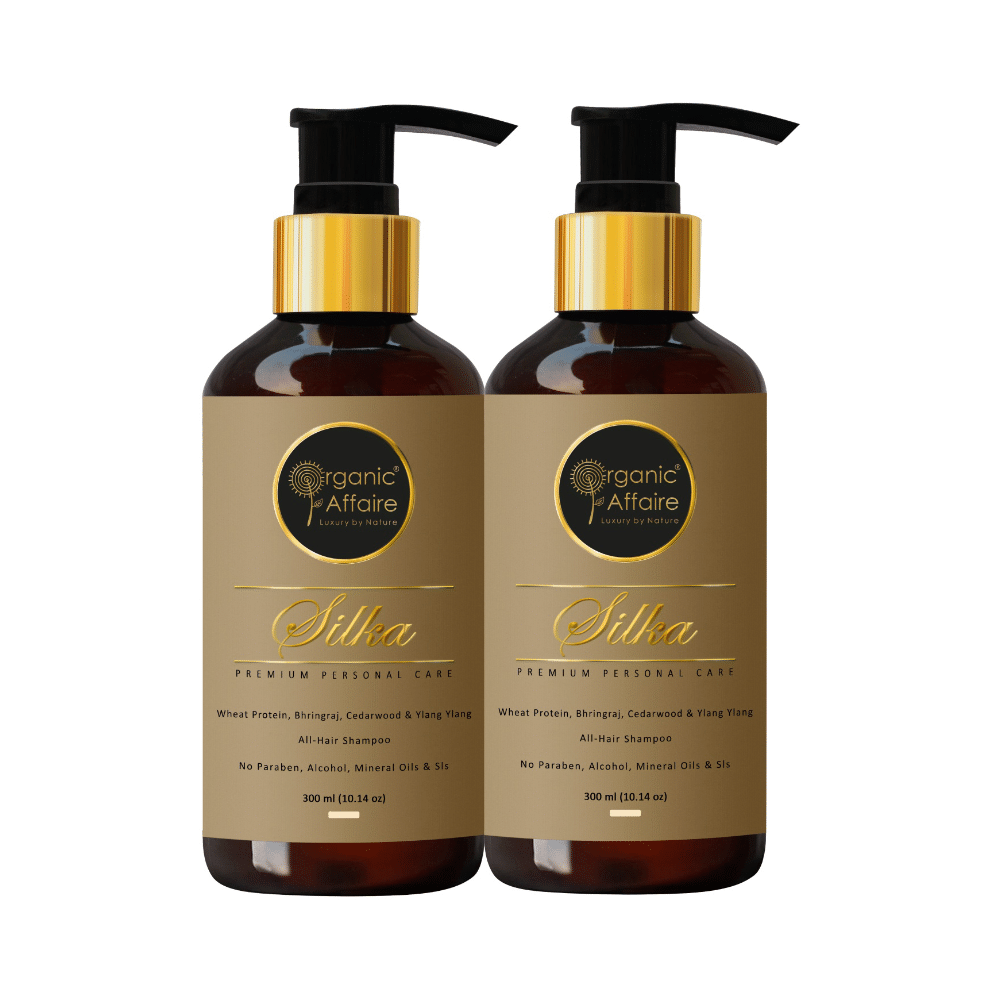 Organic Affaire Silka Shampoo with Wheat Protein & Bhringraj for Nourishing Damaged Hair (300ml Each)