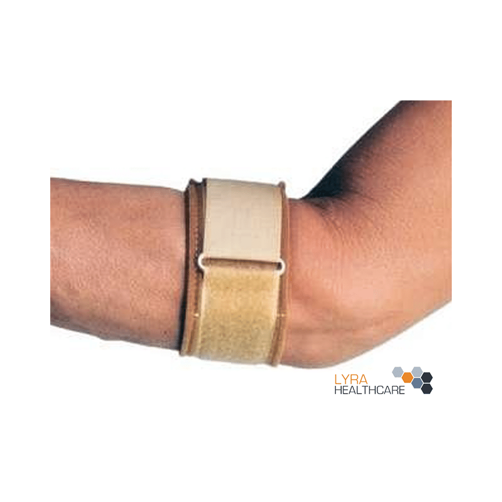 Lyra Healthcare Lumbar Tennis Elbow Support Band/Brace with Velcro Strap Belt Beige - Image 2
