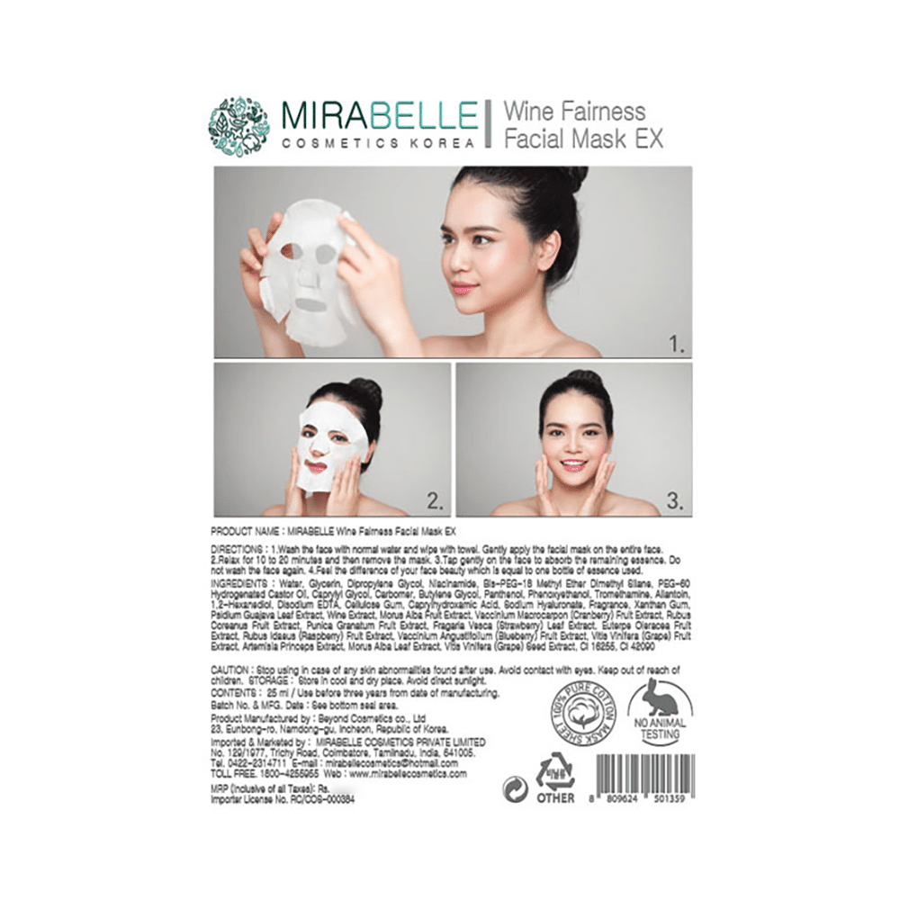 Mirabelle Cosmetics Korea Wine Fairness Facial Mask Ex - Image 2