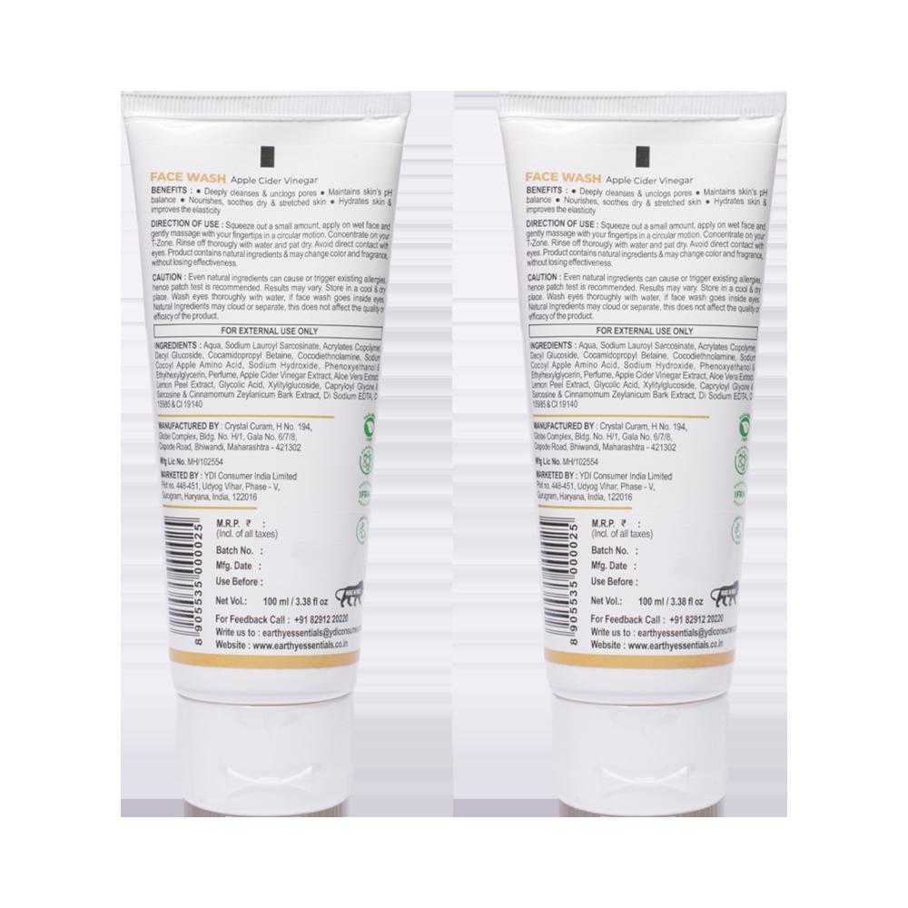 Earthy Essentials Apple Cider Vinegar Face Wash (100ml Each) - Image 2