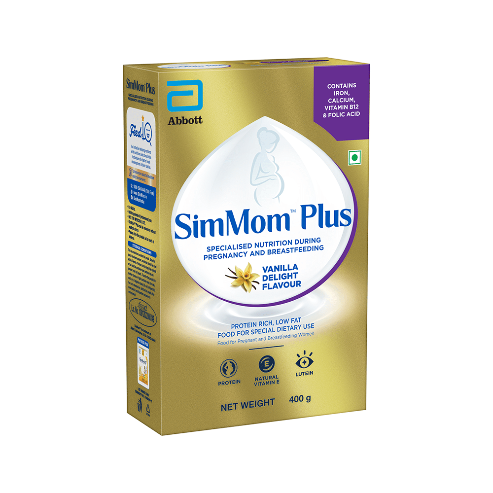 SimMom Plus with Vitamin E, Protein & Lutein | For Pregnant & Breastfeeding Women | Flavour Vanilla Delight Powder - Image 8