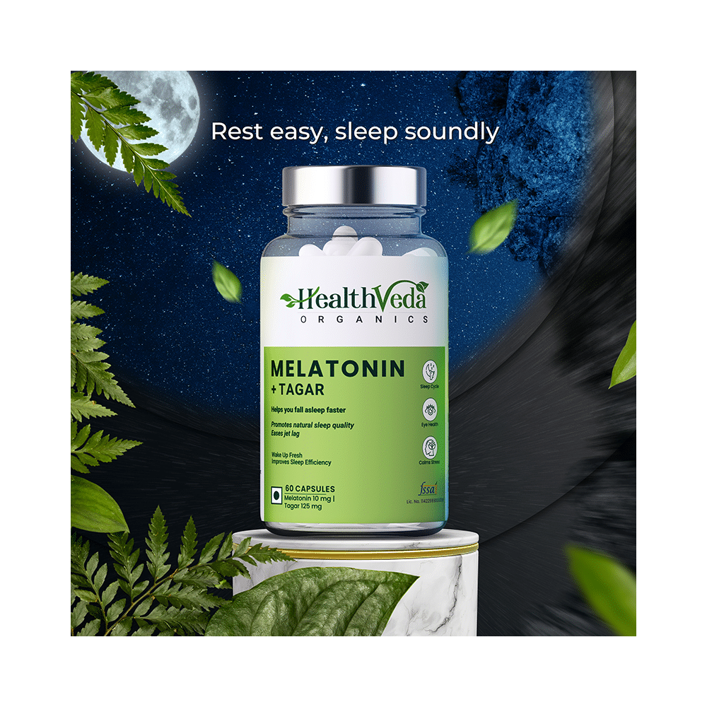 Health Veda Organics Melatonin + Tagar for Sleep & Relaxation | Vegicap - Image 9